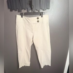 Cream Capris with Button Detail